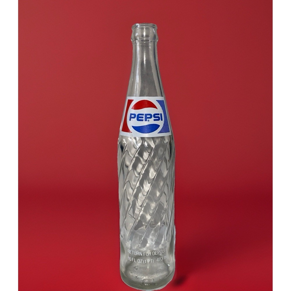 Vintage Pepsi Bottle 1 Pint/16 Oz Swirled Glass Money Back Bottle